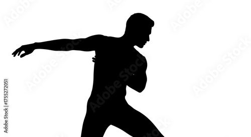 Dynamic Silhouette of a Male Athlete in Motion.