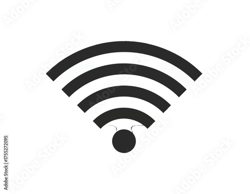 Simple monochrome illustration featuring a stylized radio signal, curved bands radiating out from a circle