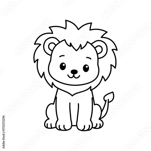 Cute cartoon Lion coloring book illustration vector design templates simple and modern