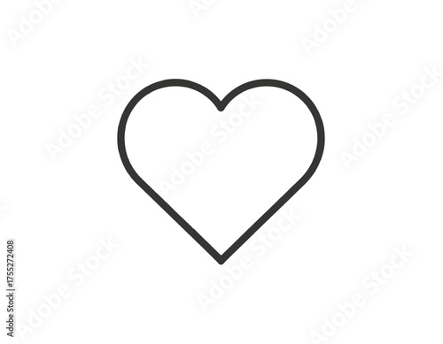 A simple, dark-lined heart symbol on a white background, representing affection or fondness