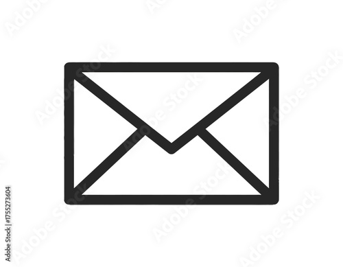 A simple, outlined depiction of a closed envelope with a subtle, textured effect, isolated on white