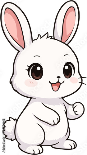 Cute Cartoon White Bunny Stan...