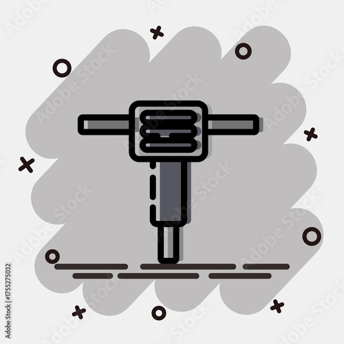 Icon breaker machine. Gold mining elements. Icon in comic style.