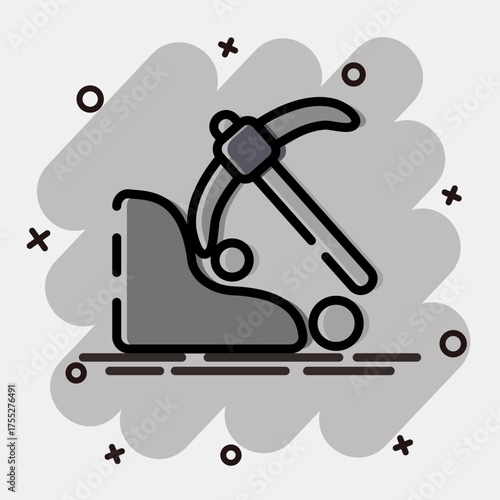 Icon surface mine. Gold mining elements. Icon in comic style.