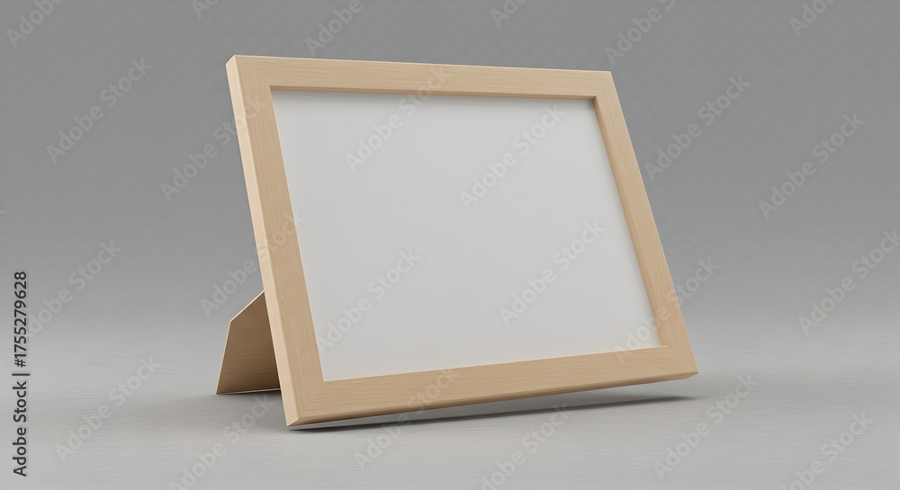 Fototapeta premium Floating beige frame mockup with soft shadows and elegant lighting.