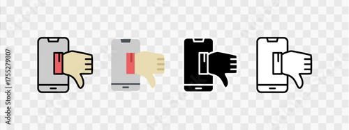 Smartphone displaying a thumbs down icon, suitable for illustrating negative feedback and disapproval concepts.