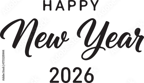 Happy new year 2026 handwritten calligraphy text