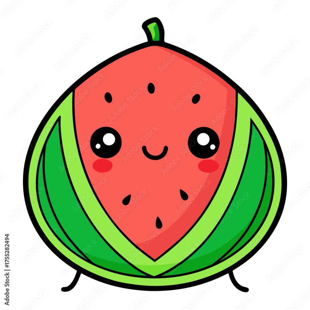 Obraz premium Cartoon Watermelon Line Art