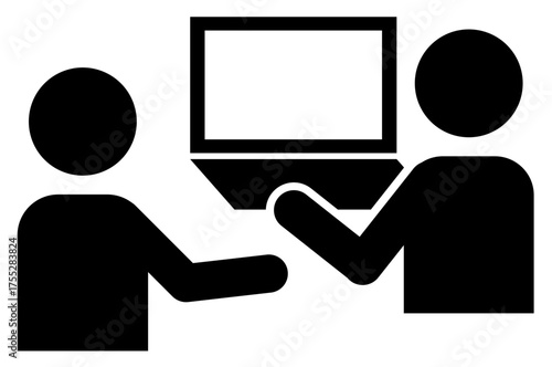 ノートパソコン操作を教える人と教わる人