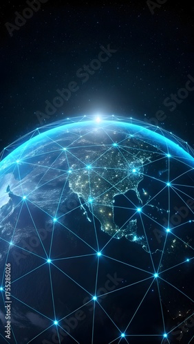 Digital Earth Globe With Glowing Network Connections Representing Global Communication And Technology Concept