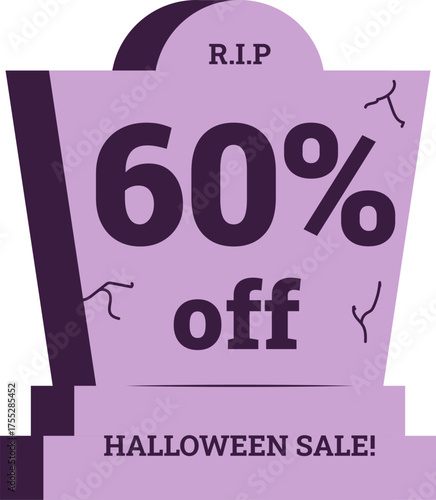 Printable Sixty Percent Discount Halloween Sale Sticker Tag Vector