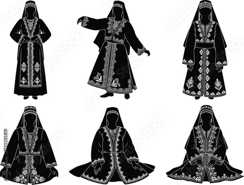 Traditional robe illustration, ornate garment vector, cultural fashion design, embroidered costume art, ceremonial attire, ethnic clothing, character concept, heritage style