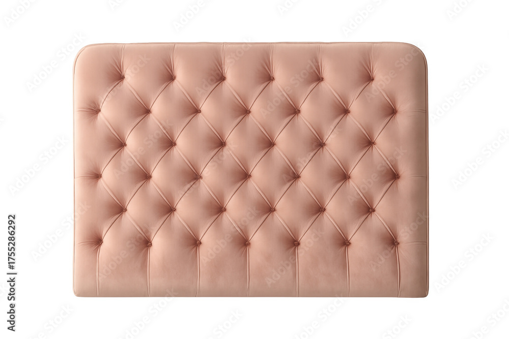 Obraz premium Pink velvet tufted ottoman top view against transparent background
