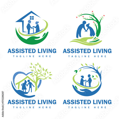 Senior assisted living logo design template.