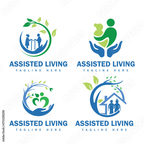 Senior assisted living logo design template.