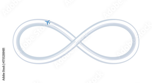 A simple white infinity symbol with a subtle blue and white logo on the left loop.