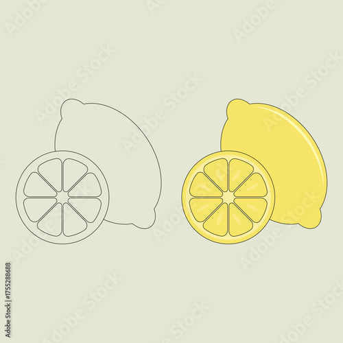 Lemon. Food and drink. Fruit. Aromatic. Perfume ingredient. Perfume aroma. Agriculture. Vector illustration