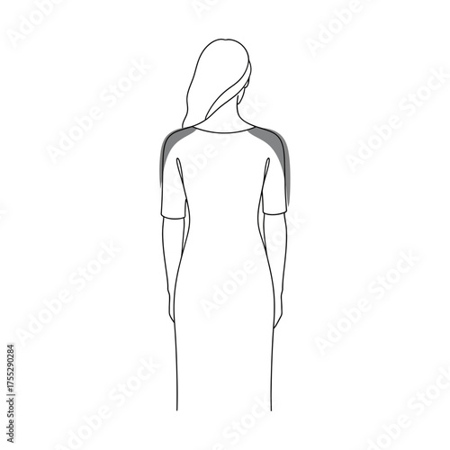 Illustration of a womans shoulders and upper back, with shaded areas indicating the shoulder blades