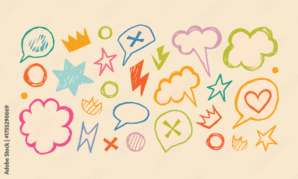 Fototapeta premium Hand Drawn Check Marks, Grades, and Doodle Symbols | Sketch Marker Evaluation Icons