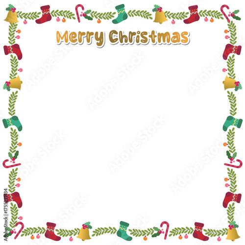 a Christmas border decorated with plants and socks