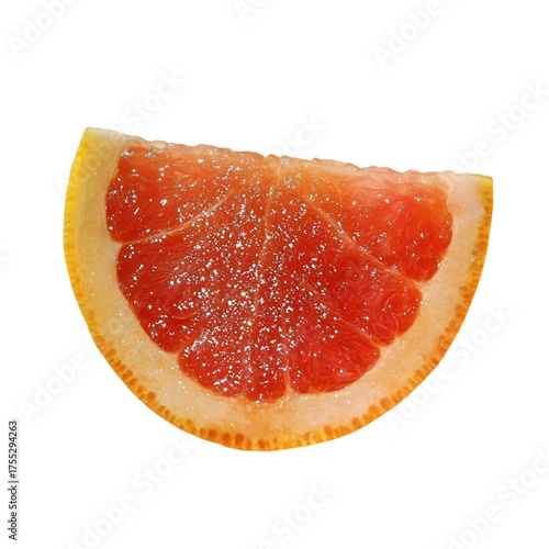Freshly Sliced Pink Grapefruit Section Highlighting Bright Color and Fresh Texture.pink grapefruit slice, freshly sliced grapefruit, grapefruit section, bright color grapefruit, fresh texture grapefru