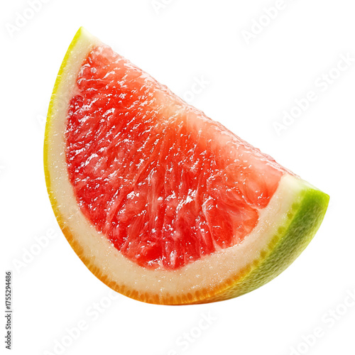 Freshly Sliced Pink Grapefruit Section Highlighting Bright Color and Fresh Texture.pink grapefruit slice, freshly sliced grapefruit, grapefruit section, bright color grapefruit, fresh texture grapefru