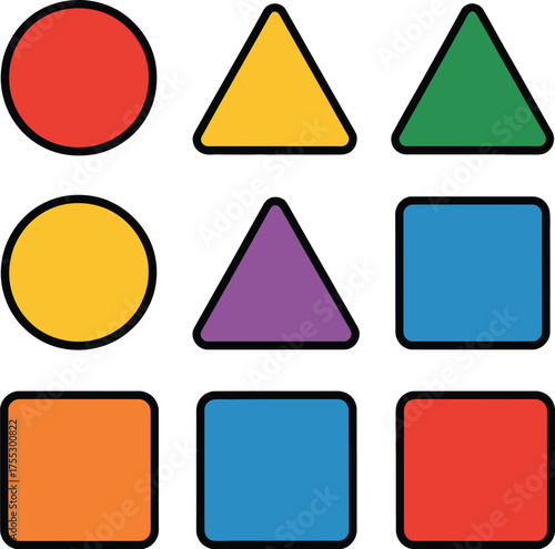 Colorful geometric shapes circle triangle