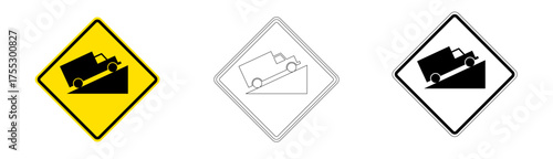 Steep uphill grade traffic sign in vector format