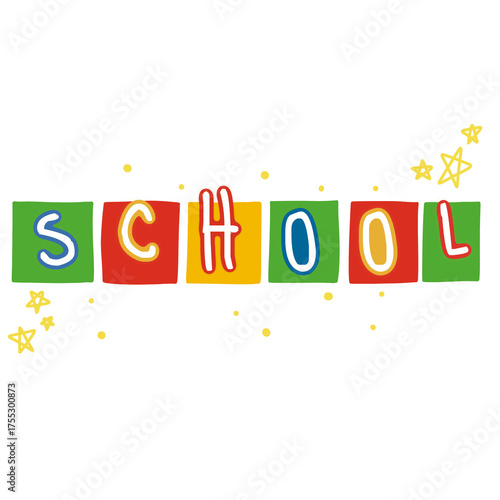 Cute School Word Hand Draw Art