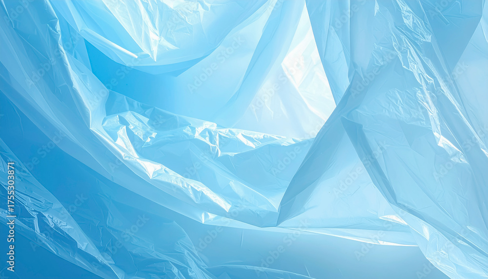 Obraz premium 青い背景 くしゃくしゃのビニールをはった背景 機密・密閉