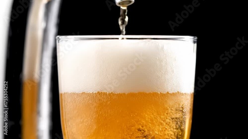 Wallpaper Mural Pouring Golden Beer Into Glass on Black Background, Close Up Torontodigital.ca