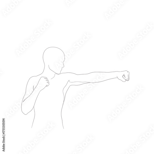 Vector art of man throwing a punch, a boxing or martial arts move, demonstrating power and precision