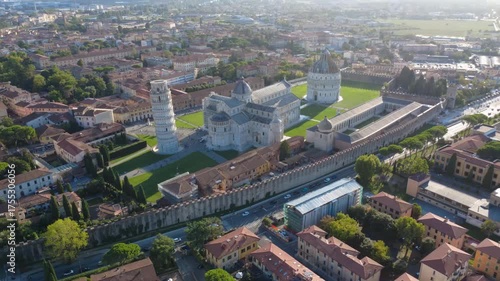 Pisa, Italy - September 05, 2025: the majestic architecture of Pisa’s historical Square of Miracles at sunset