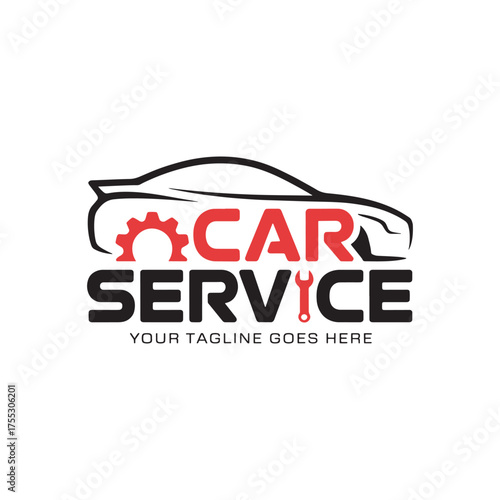 Modern Car Service Logo Design, Automotive Repair and Maintenance Icon, Garage and Vehicle Branding for Auto Business