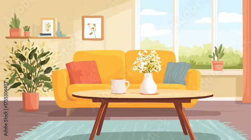 Cozy Living Room with Sofa and Coffee Table