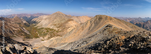  This scenic mountain panorama features the colorful Colorado Sawatch Range's 13er, Sayres Benchmark, with 14er La Plata Peak rising directly behind it. 