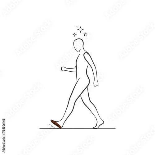 Vector art of a person walking and tripping over an object, illustrating a moment of clumsiness or an accident