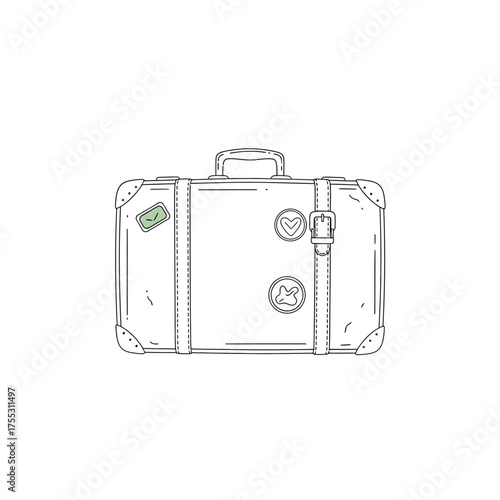 Vector art of vintage suitcase with travel stickers, , representing journeys and adventures, perfect for travelthemed designs and promotions