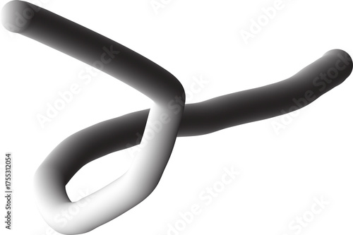 Microscopic view of twisted tubular structure showing detailed texture and subtle lighting effects isolated on transparent background