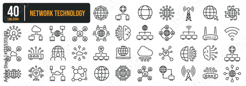 Network, connection, internet thin line icons. Editable stroke. For website marketing design, logo, app, template, ui, etc. Vector illustration.