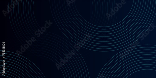 Blue abstract background with glowing circles. Swirl circular lines pattern. Geometric spiral. Twirl element. Modern graphic design. Futuristic technology concept.