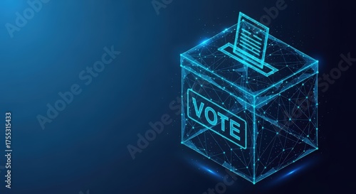 Glowing blue digital ballot box representing electronic voting