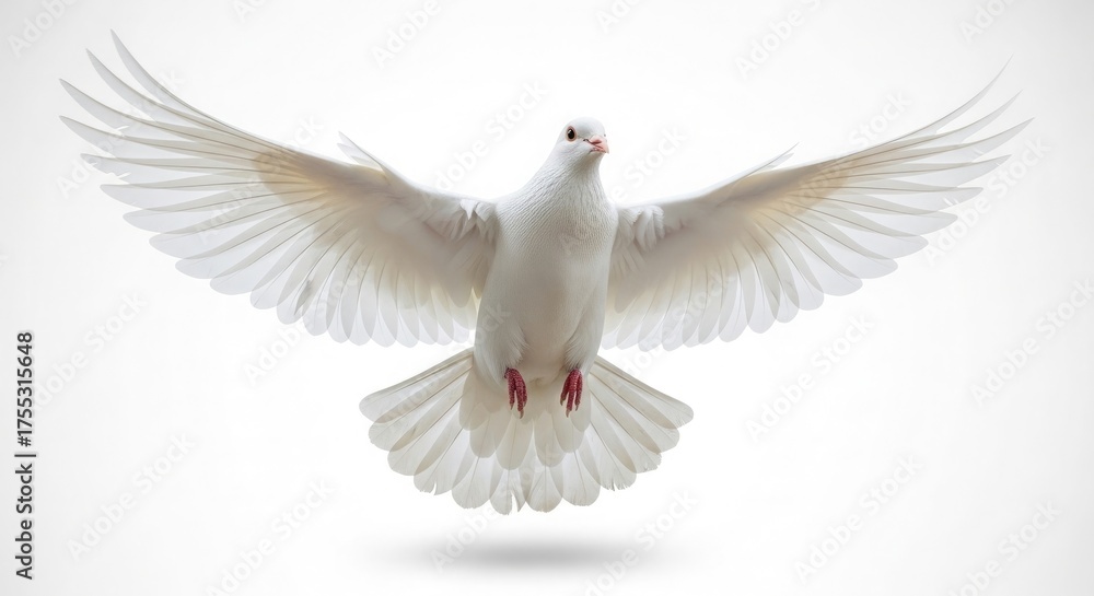 Fototapeta premium Flying white dove bird peace freedom hope spirit wings feathers animal nature symbol purity light air