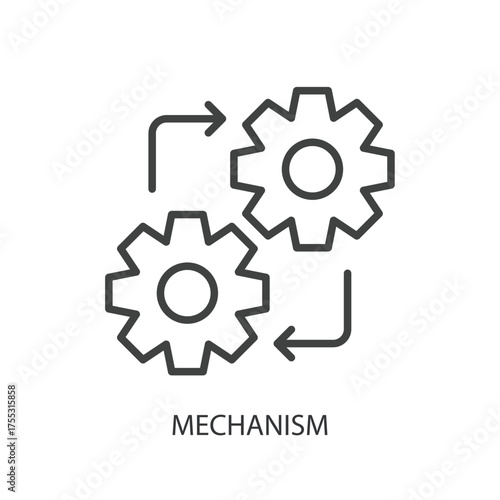 Mechanism thin line vector icons.