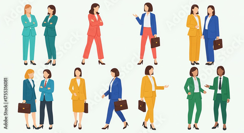 Diverse businesswomen professionals in professional suit showing different poses
