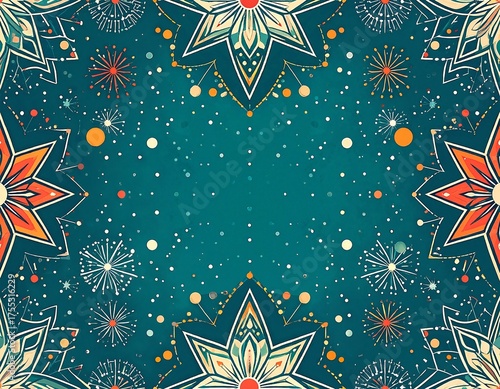 A festive Christmas background featuring twinkling stars scattered across a deep blue sky, with delicate snowflakes gently falling, creating a magical winter scene.