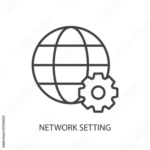 Network setting thin line vector icons.