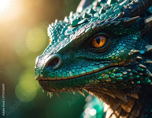 A close-up of a majestic animal's head, showcasing its expressive eyes, textured fur, and intricate details of its ears and snout.