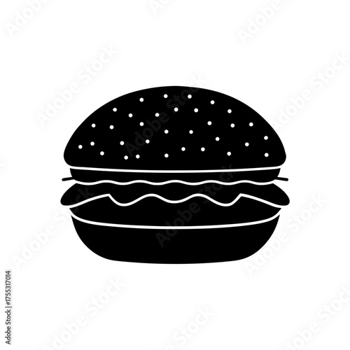 Silhouette of tasty burger on transparent background