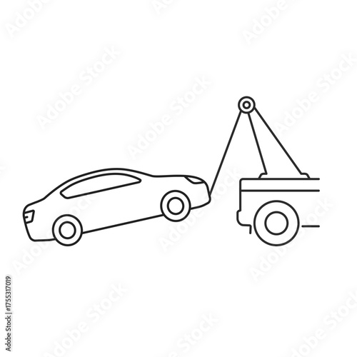 Tow truck, Car towing icon. Vector isolated illustration